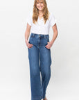 Judy Blue Full Size Double Button Wide Leg Jeans