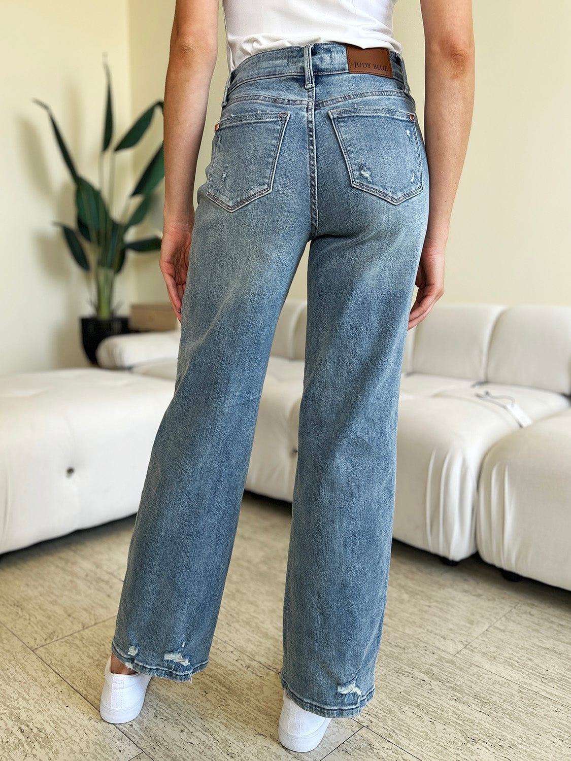 Gray Judy Blue Full Size High Waist Distressed Straight Jeans