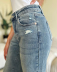 Gray Judy Blue Full Size High Waist Distressed Straight Jeans