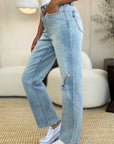 Dark Gray Judy Blue Full Size High Waist Distressed Straight Jeans