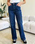 Light Gray Judy Blue Full Size High Waist Straight Cargo Jeans