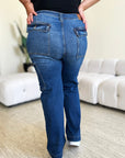 Dark Slate Gray Judy Blue Full Size High Waist Straight Cargo Jeans