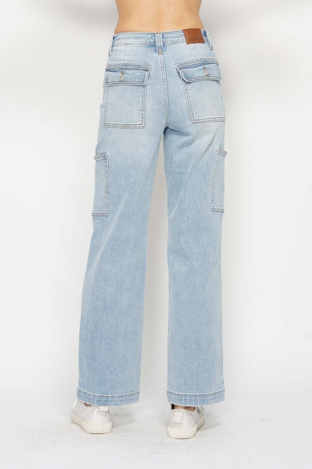 Light Gray Judy Blue Full Size High Waist Straight Cargo Jeans