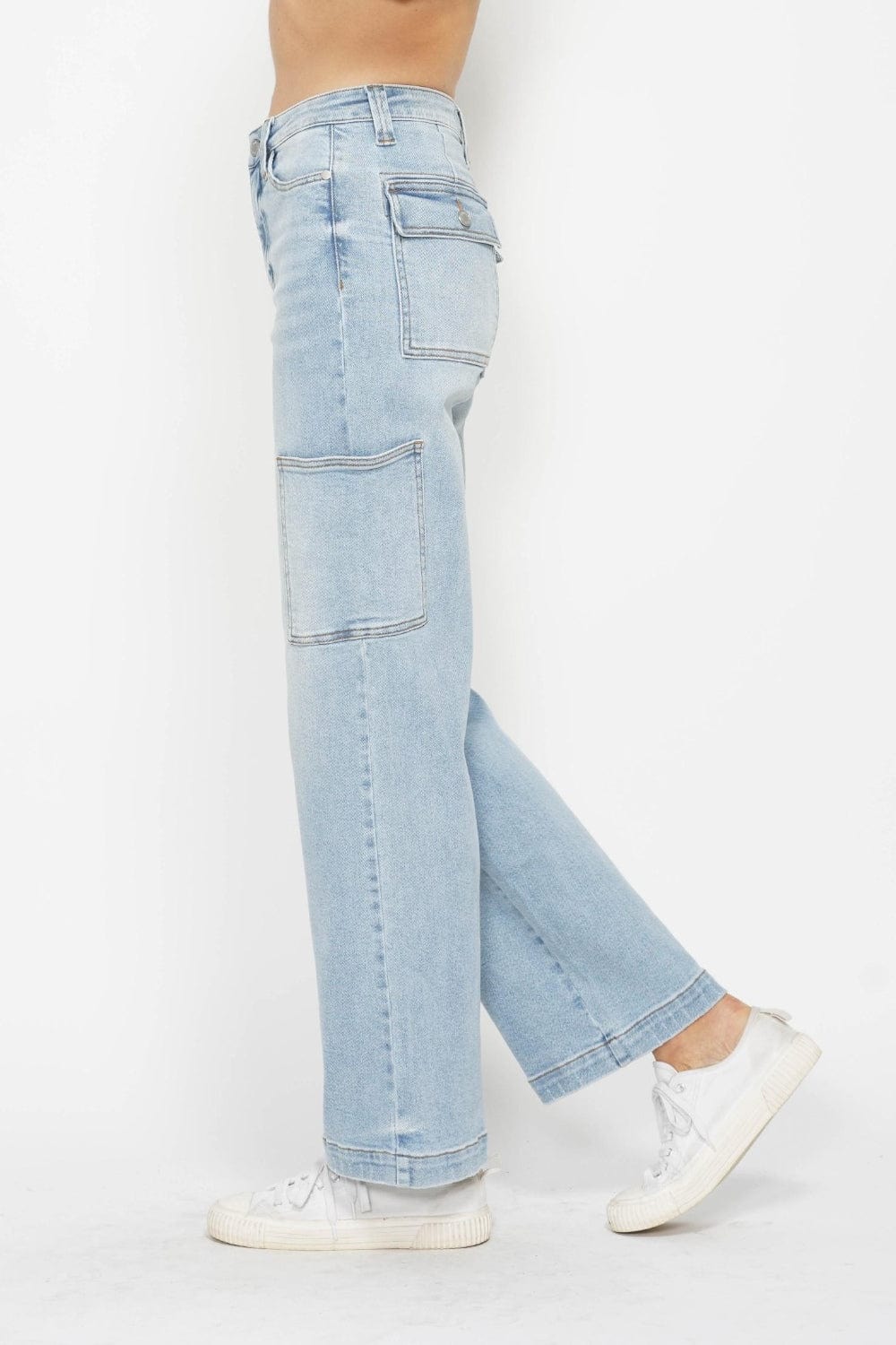 Lavender Judy Blue Full Size High Waist Straight Cargo Jeans