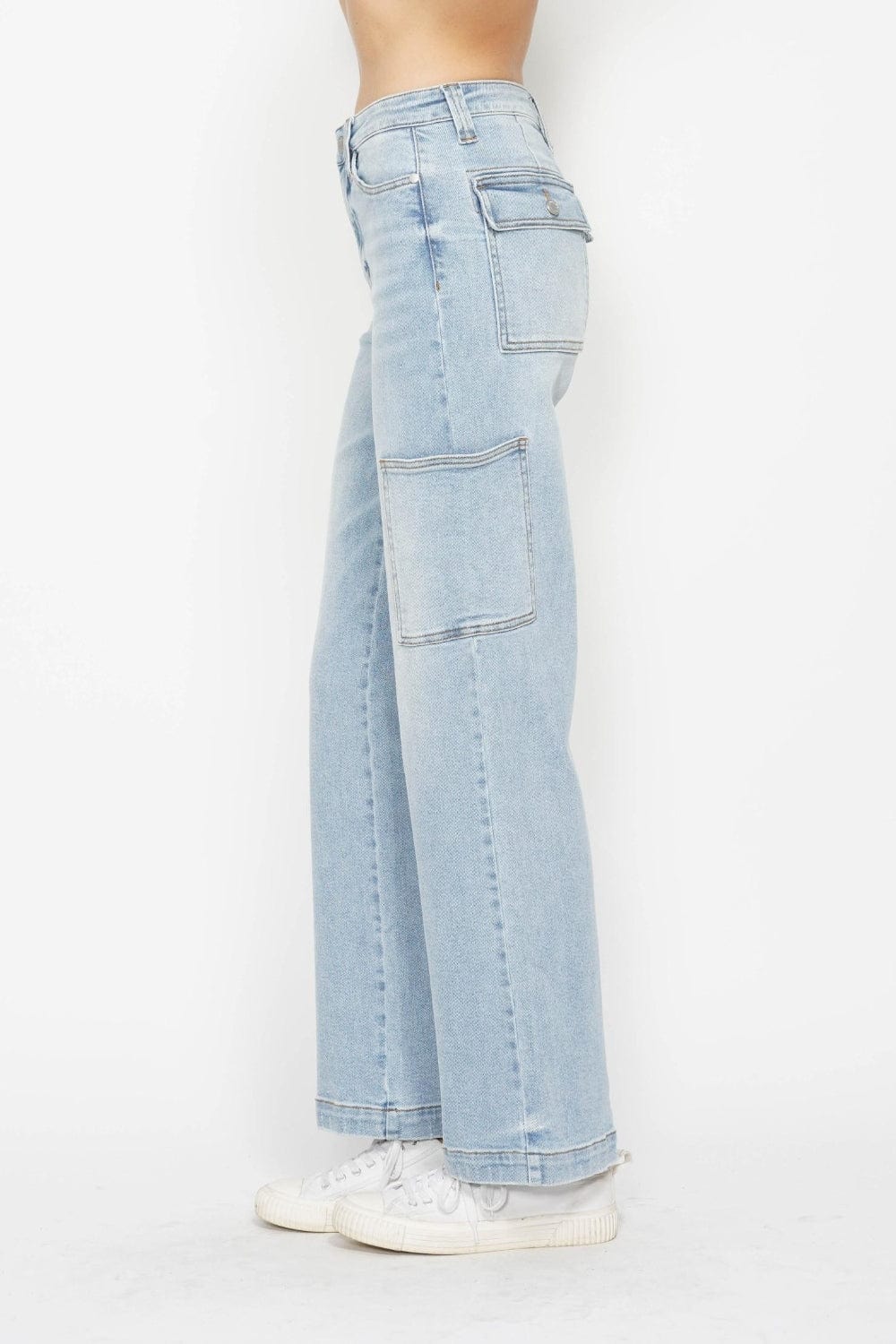 Lavender Judy Blue Full Size High Waist Straight Cargo Jeans