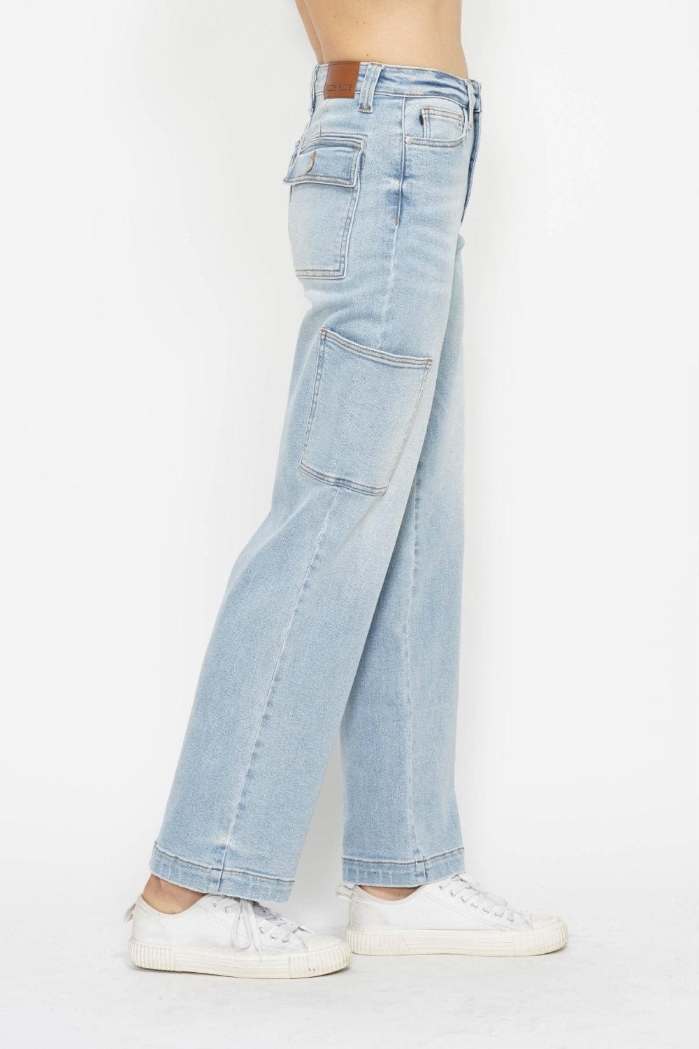 Lavender Judy Blue Full Size High Waist Straight Cargo Jeans