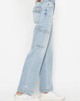 Lavender Judy Blue Full Size High Waist Straight Cargo Jeans