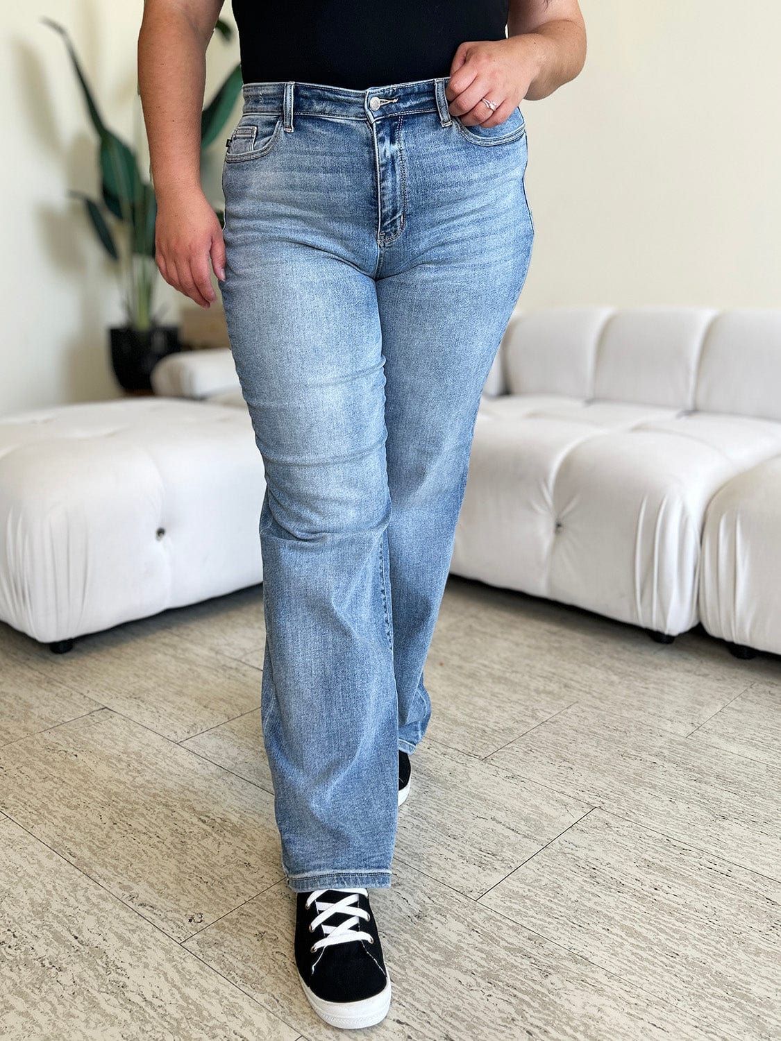 Gray Judy Blue Full Size High Waist Straight Jeans