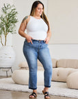 Light Gray Judy Blue Full Size Release Hem Cropped Bootcut Jeans