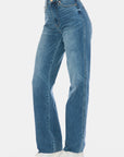 Judy Blue Full Size Tummy Control Cut Raw Hem Straight Jeans