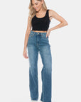 Judy Blue Full Size Tummy Control Cut Raw Hem Straight Jeans