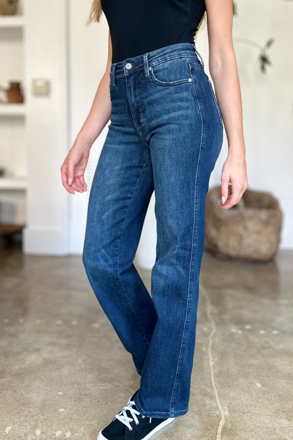 Gray Judy Blue Full Size Tummy Control Straight Jeans