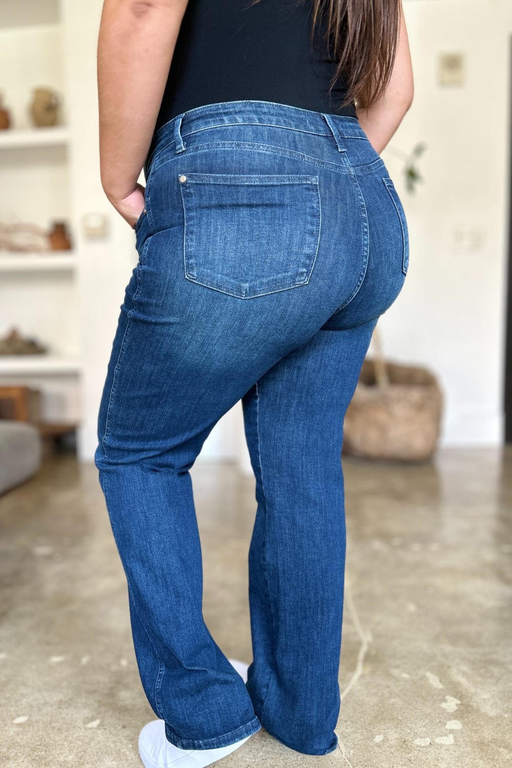 Gray Judy Blue Full Size Tummy Control Straight Jeans