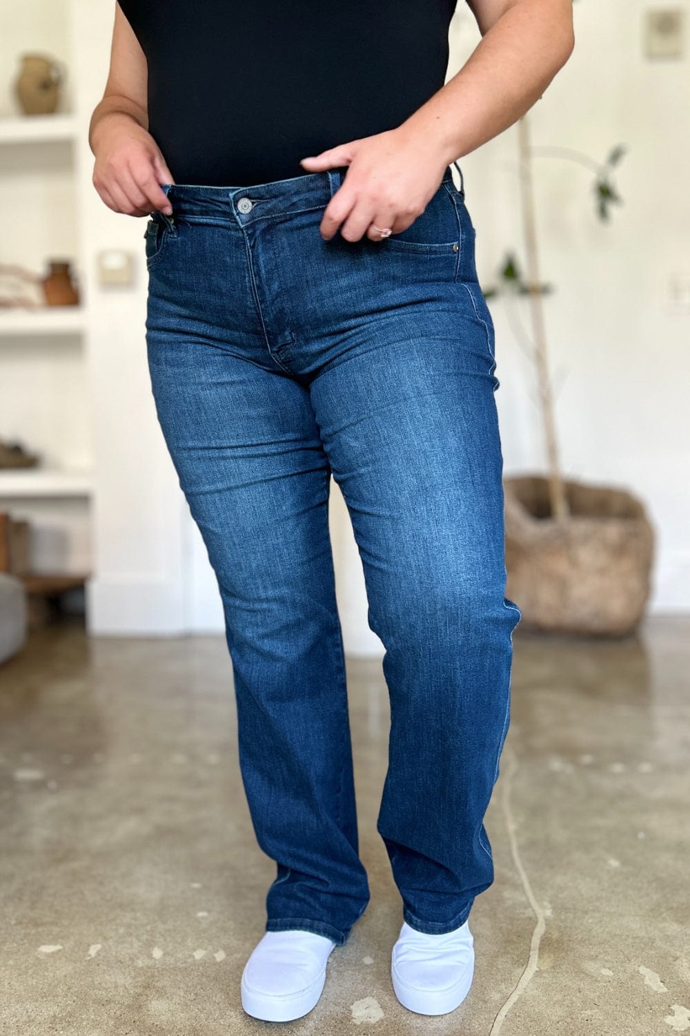 Gray Judy Blue Full Size Tummy Control Straight Jeans