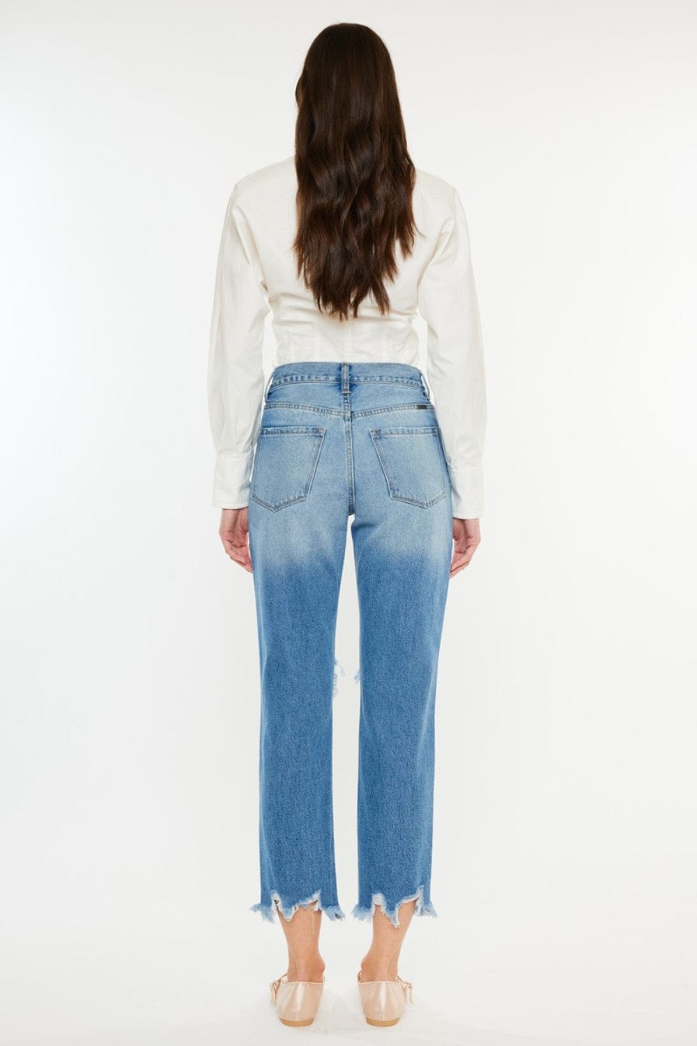 White Smoke Kancan Distressed Frayed Hem Cropped Jeans