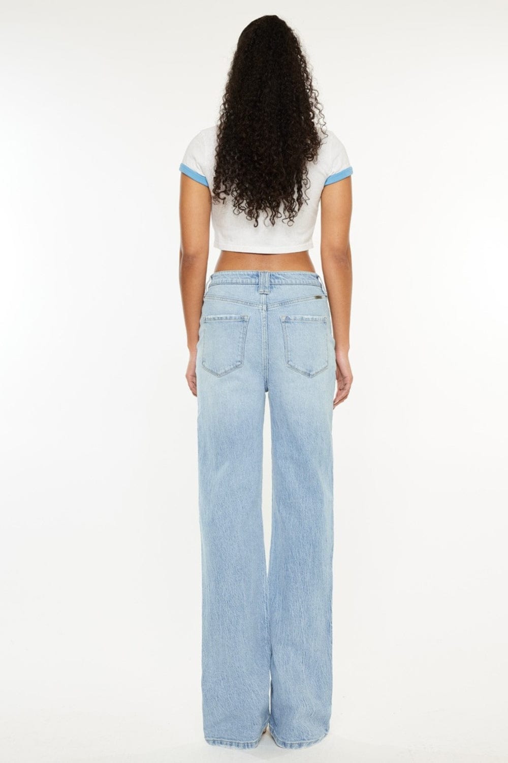 White Smoke Kancan Distressed High Waist Straight Jeans