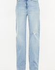 Light Gray Kancan Distressed High Waist Straight Jeans