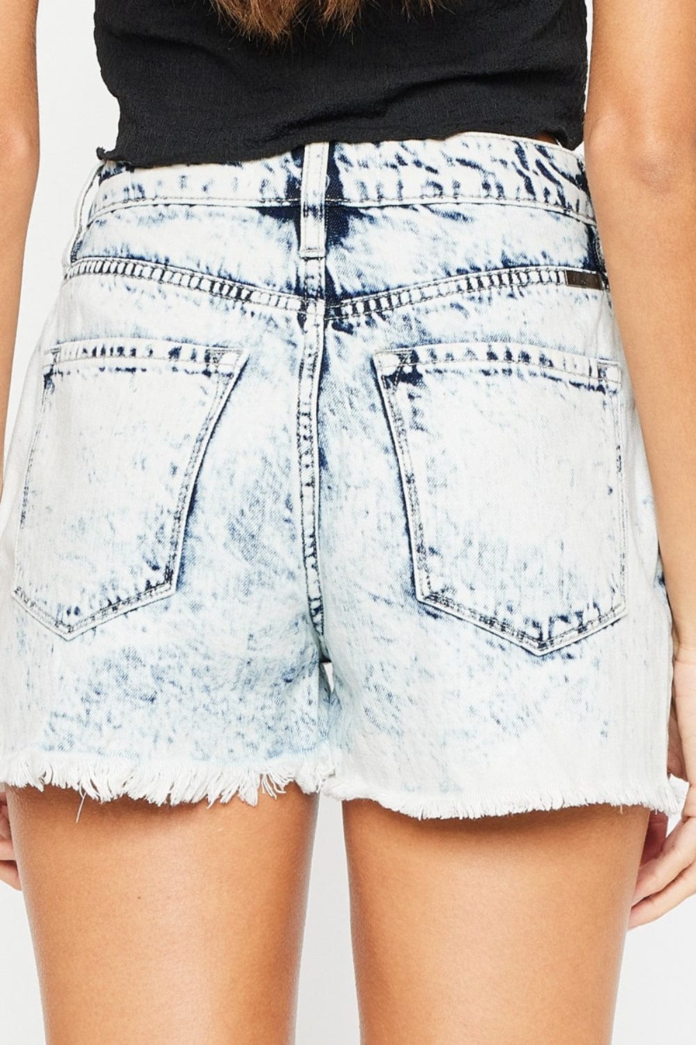 Light Gray Kancan Full Size Distressed High Waist Denim Shorts