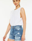 White Smoke Kancan Full Size High Rise Raw Hem Denim Shorts