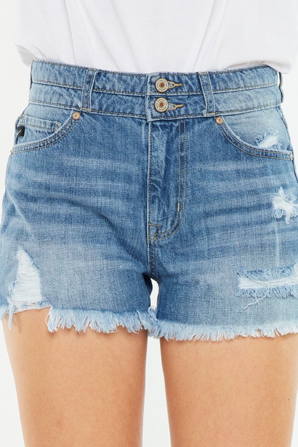 Gray Kancan Full Size High Rise Raw Hem Denim Shorts