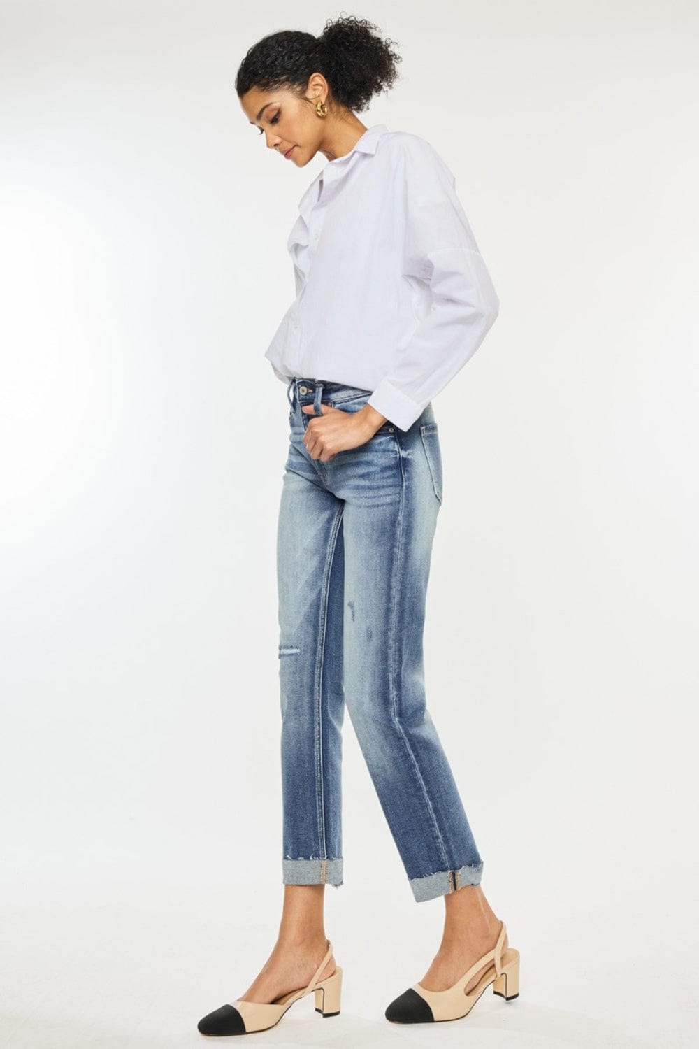 Lavender Kancan High Rise Cuffed Straight Jeans