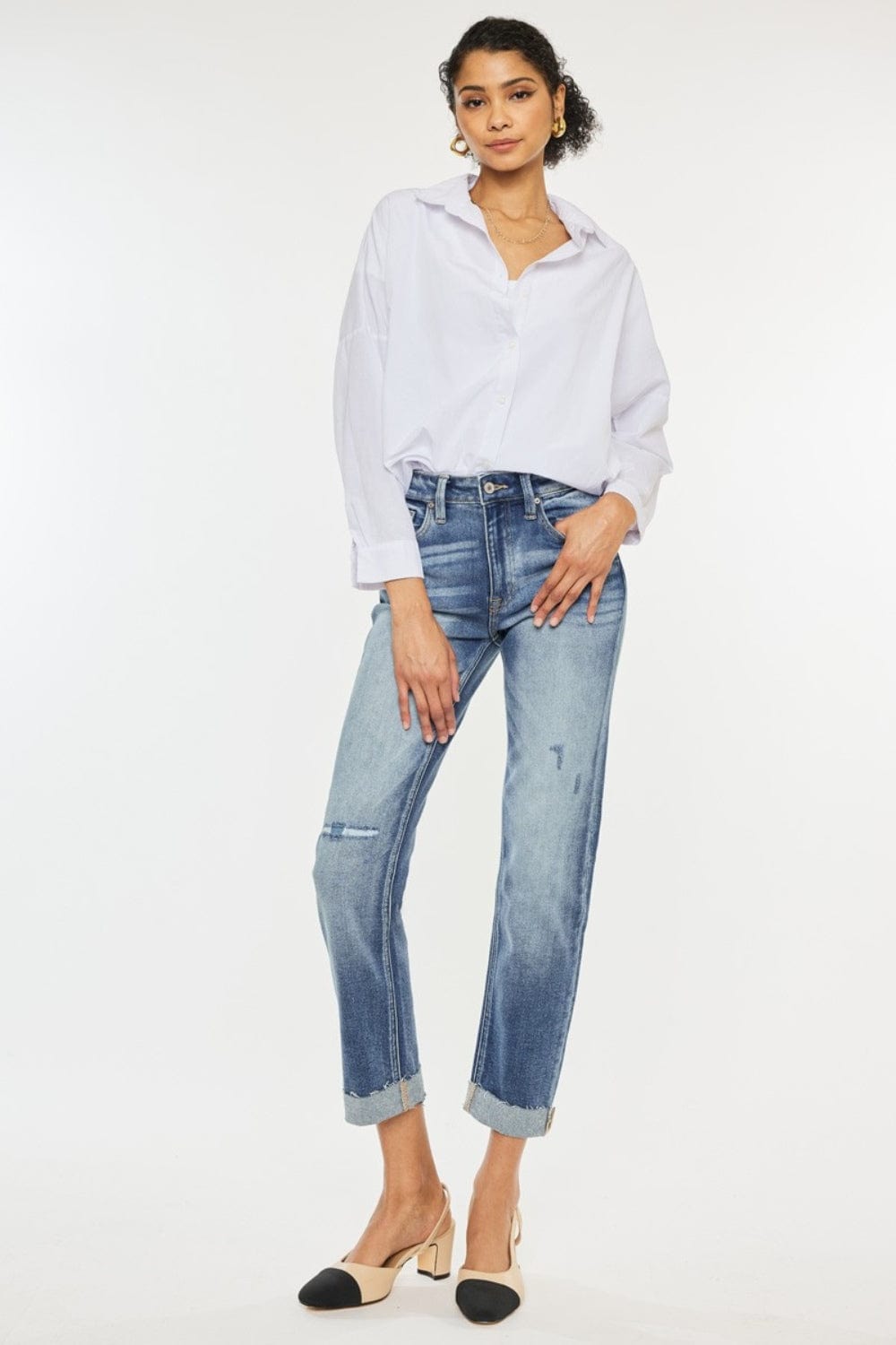 Lavender Kancan High Rise Cuffed Straight Jeans