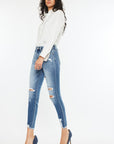 White Smoke Kancan High Rise Frayed Ankle Skinny Jeans