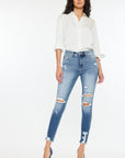 White Smoke Kancan High Rise Frayed Ankle Skinny Jeans