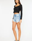 White Smoke Kancan High Waist Frayed Denim Shorts