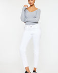 White Smoke Kancan Mid Rise Ankle Skinny Jeans