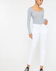 White Smoke Kancan Mid Rise Ankle Skinny Jeans