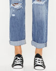 Dim Gray Kancan Mid Rise Distressed Straight Jeans