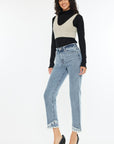 Kancan Raw Hem High Rise Straight Jeans