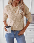 Geometric Round Neck Long Sleeve Sweater