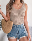 Rosy Brown Openwork Scoop Neck Knit Vest