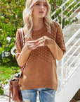 Pom-Pom Drop Shoulder Ribbed Trim Sweater