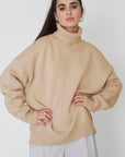 Turtle Neck Dropped Shoulder Sweater