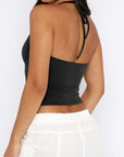 White Smoke Lace Detail Halter Neck Cami