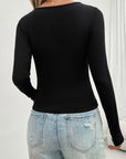 Black Lace Detail Scoop Neck Long Sleeve T-Shirt