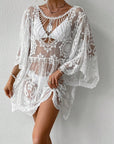 Gray Lace Round Neck Cover-Up