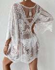 Gray Lace Round Neck Cover-Up