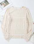 Lace Round Neck Long Sleeve Blouse