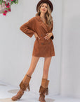 Lapel Collar Long Sleeve Romper