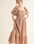 And The Why Full Size Square Neck Puff Sleeve Dress