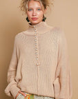 POL Pearl Detail Turtleneck Long Sleeve Sweater