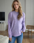 Round Neck Drop Shoulder Long Sleeve Sweater