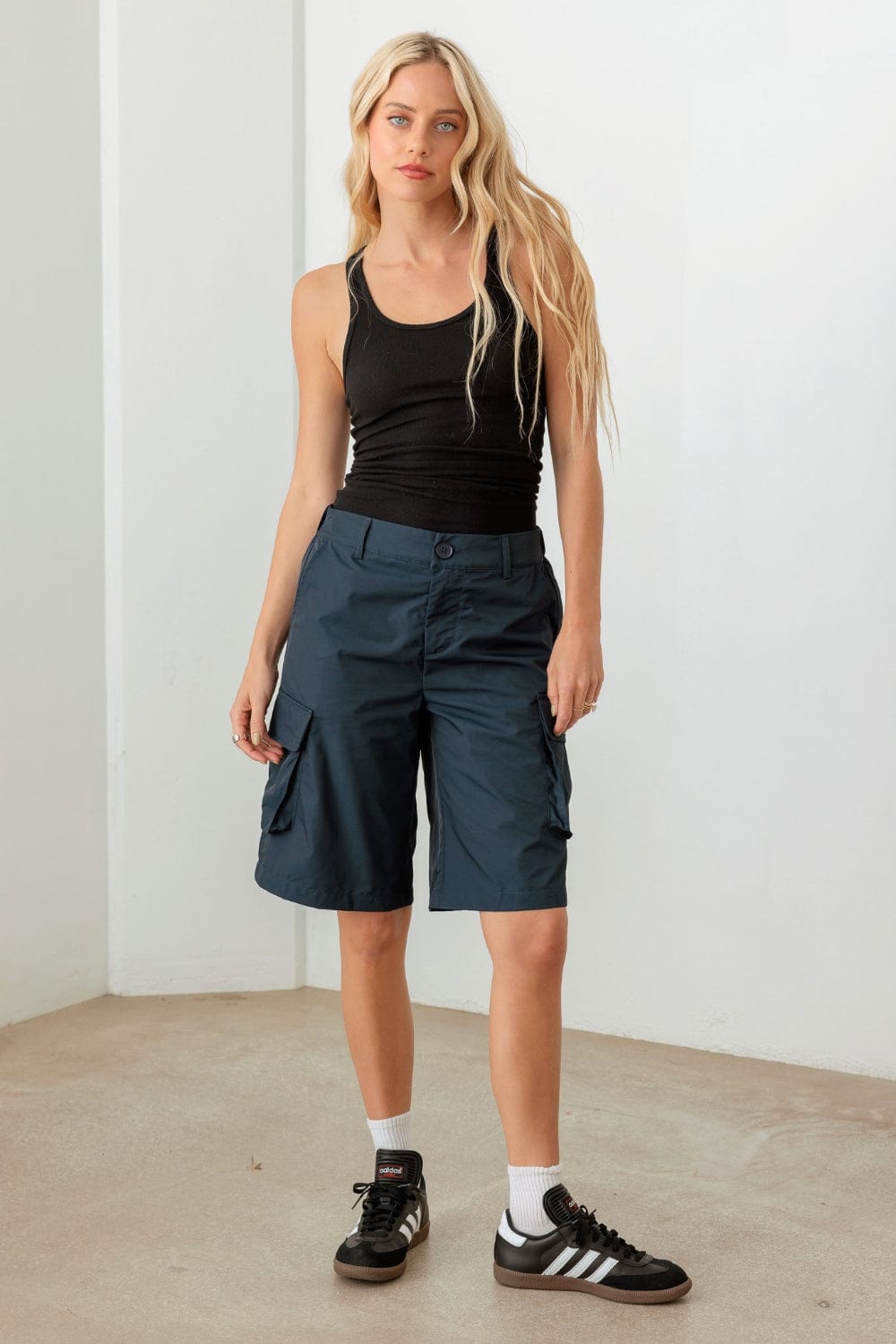 Light Gray Le Lis Navy Cargo Bermuda Shorts