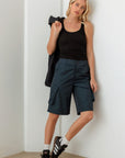 Gray Le Lis Navy Cargo Bermuda Shorts