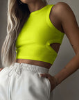 Dark Olive Green Cutout Round Neck Tank