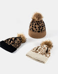 Leopard Pom-Pom Cuffed Beanie